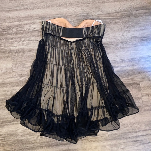 LaRok babydoll strapless top layered black mesh with pleats - Picture 2 of 8